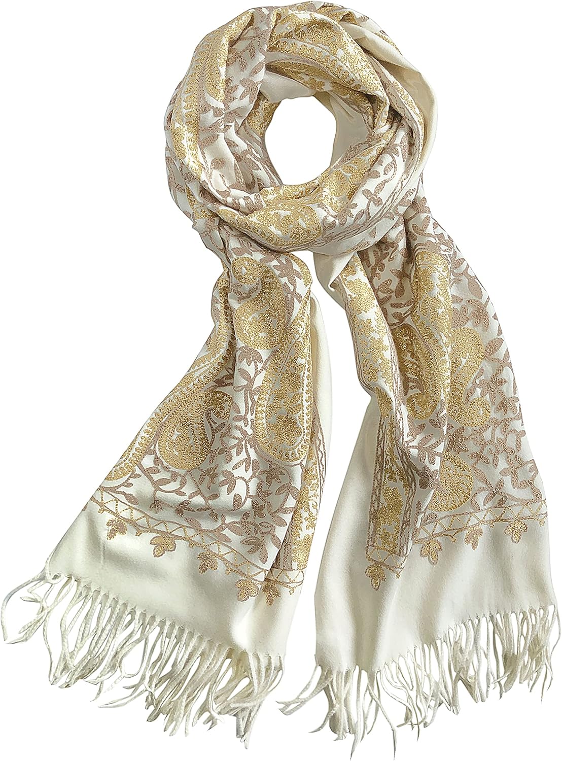 Urban CoCo Women's Embroidered Oversize Tassel Shawl Scarf Wraps for Women