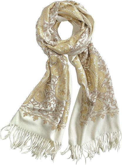 Urban CoCo Women's Embroidered Oversize Tassel Shawl Scarf Wraps for Women