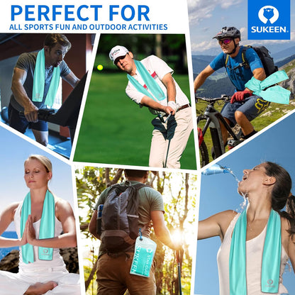 Sukeen [4 Pack Cooling Towel (40"x12"), Soft Breathable Chilly Microfiber Towel for Yoga,Sport,Running,Gym,Workout,Camping,Fitness,Workout & More Activities