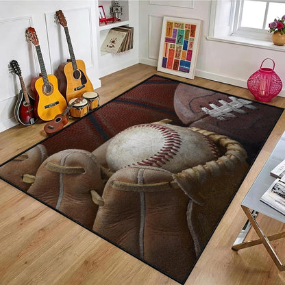 Sports Field Area Rug,5x7ft, Soccer Field Chalked Blackboard Football Stadium Board Painted Non-Slip Soft Carpet Floor Mat Indoor Living Room Bedroom Rugs Yoga Mat Home Decor