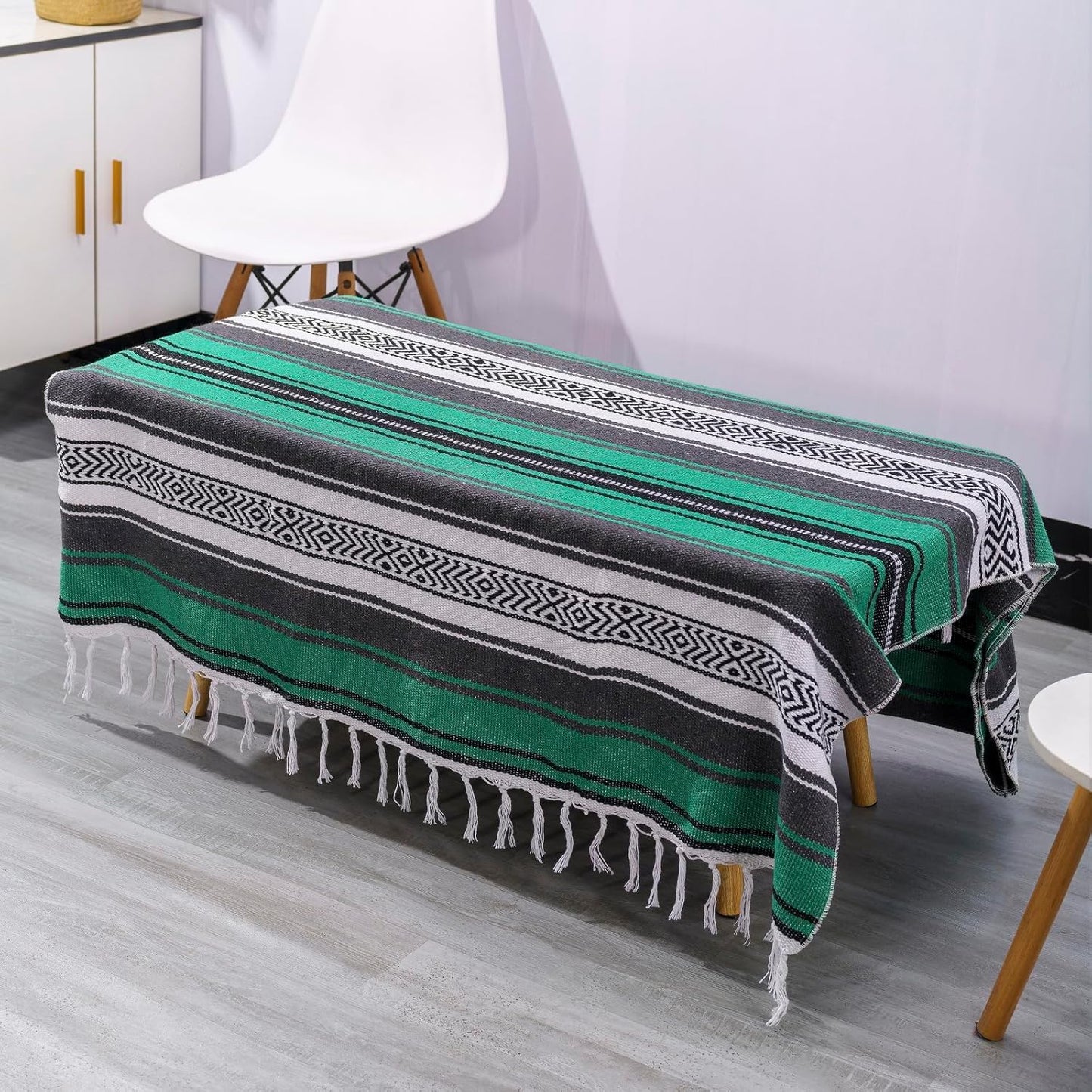 Airooglee 69" L x 51" W Large Mexican Blanket - Perfect as Yoga Outdoor Beach Serape Picnic Camping Woven Blanket, Boho Home Décor - Red