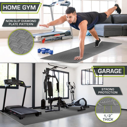 ProsourceFit Exercise Puzzle Mat ½-inch, EVA Interlocking Foam Floor Tiles for Home Gym, Workout Equipment, Kids Play Areas, Black, 24 SQ FT - 6 Tiles