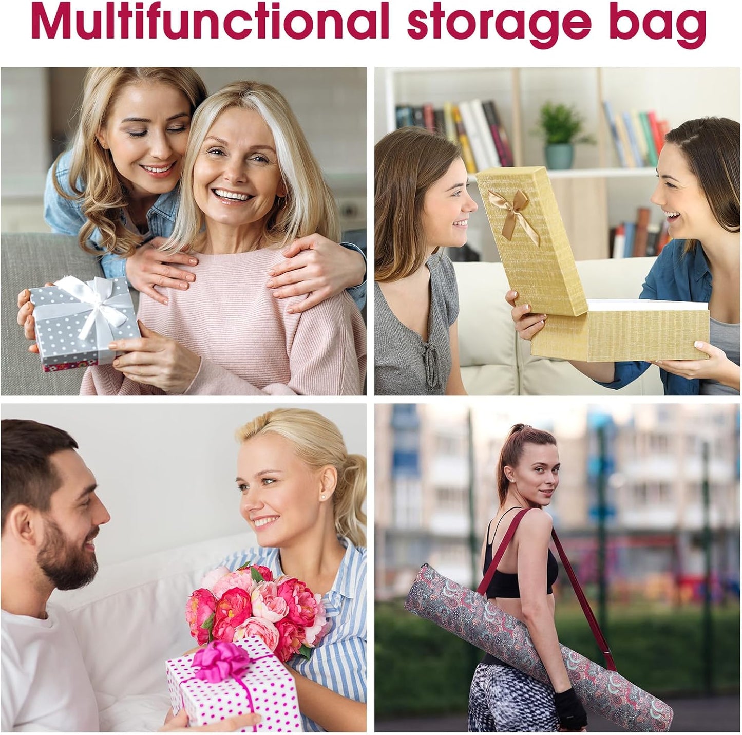 Shinylin 35 Inch Mahjong Mat Carrying Bag with Strap, Printed Drawstring Mahjong Holder Bag Outdoor Travel Canvas Storage for Board Games, Yoga Mats, Tripod