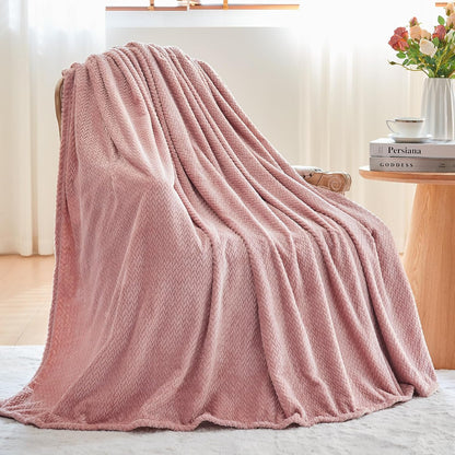 NEWCOSPLAY Super Soft Throw Blanket Light Purple Premium Silky Flannel Fleece Leaves Pattern Lightweight Bed Blanket All Season Use (Light Purple, Throw(50"x60")) - Colors A