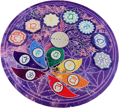 FMTY Crystal Singing Bowls Mat, Round singing bowls Mat Washable healing bowl cusion, Non-Slip Floor Mat Suitable for Sound Bowl Set, 52"Round (52")