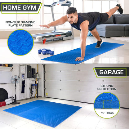 ProsourceFit Exercise Puzzle Mat ½-inch, EVA Interlocking Foam Floor Tiles for Home Gym, Workout Equipment, Kids Play Areas, Black, 24 SQ FT - 6 Tiles