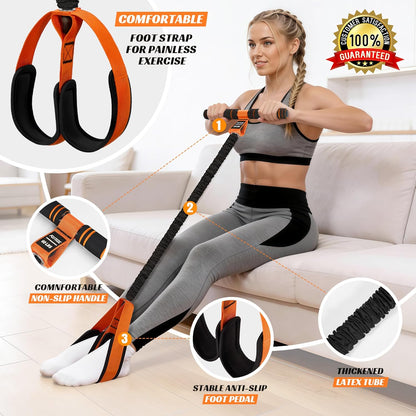 KUTIZE Multifunction Pedal Resistance Band with Handle, Upgraded Exercise Equipment with Soft Foot Pedal for Sit Up & Full-Body Home Gym Workouts, Core/ABS Training, Pilates, Yoga & Physical Therapy