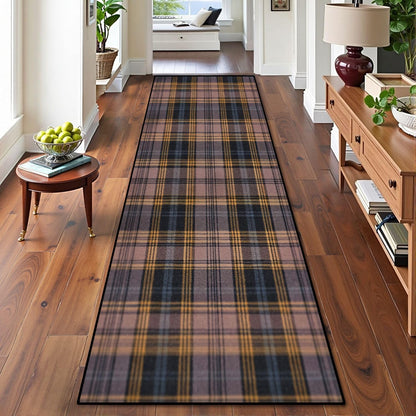 Runner Rug Washable 2x6 White Navy Blue Green Tartan Plaid Scottish Texture from Tartan Plaid Non-Slip Hallway Area Rug Indoor Outdoor Home Decor for Entryway Bathroom Kitchen Carpet Yoga Floor Mat