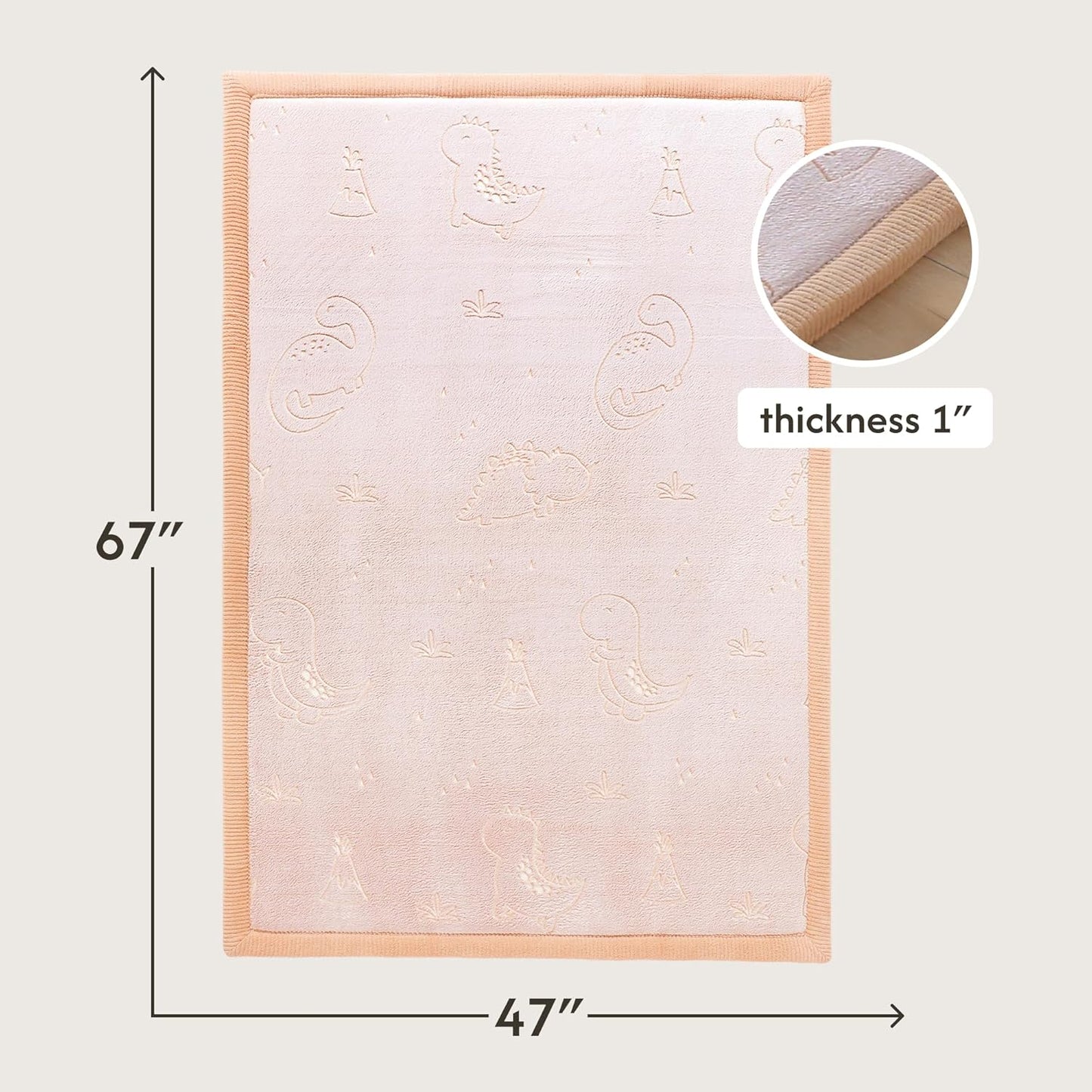 Hakuna Matte CloudSoft Mat for Floor 60" x 80" Beige – Coral Velvet Memory Foam Rug – Non-Slip, Water-Resistant