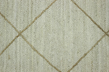 Scalloped Edge Kilim Rug 3' Square Rug Beige & Multicolor Cape Cod Design Carpet Thick 0.27 inches Hand Braided Jute Flatweave Indoor Outdoor Use Rugs for Bedroom, Kitche, Yoga Mat