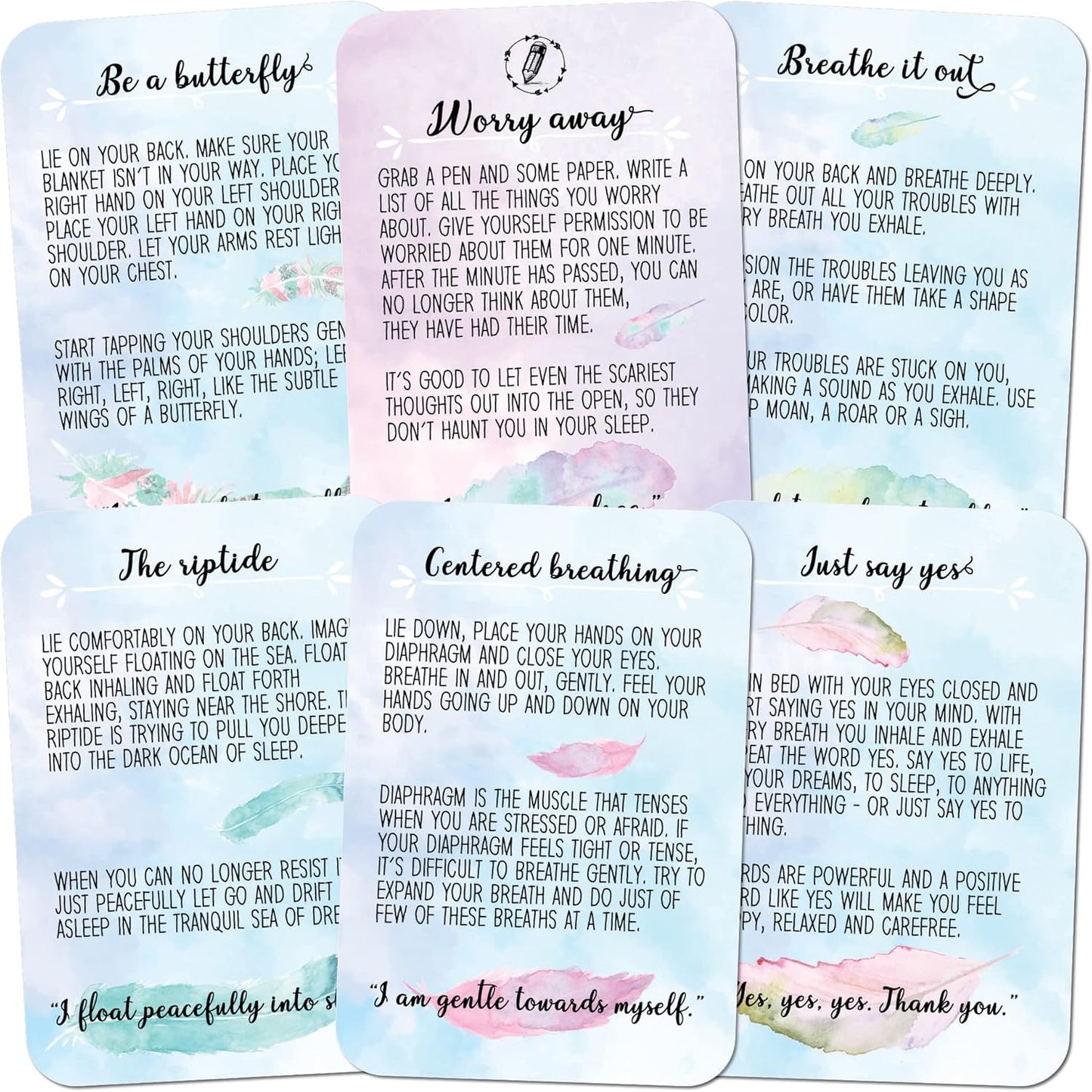 Sleep Tight Cards – 45 Meditation and Mindfulness Cards - Calm Down and Relax & Relief Stress and Anxiety - Self Care, Therapy & Counseling Tool