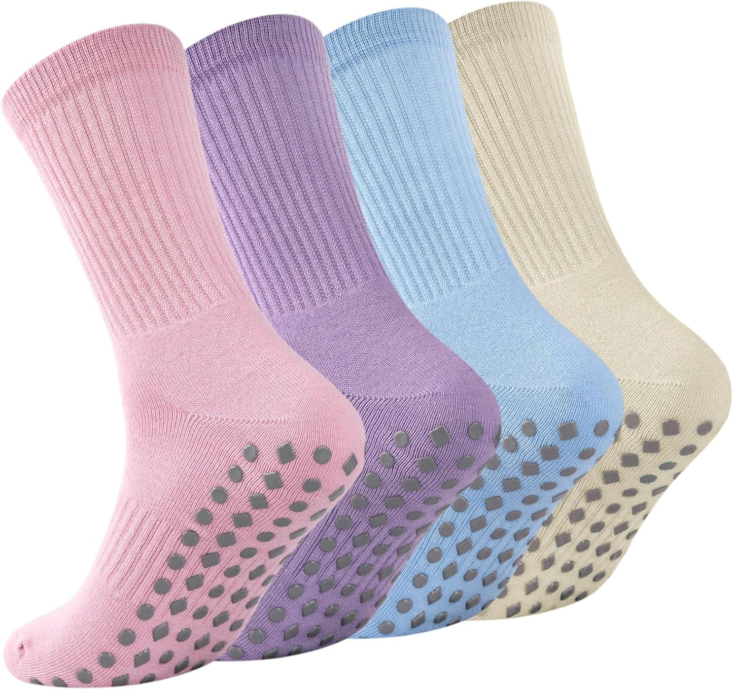 Non Slip Grip Socks for Men Women Crew Grippy Socks for Hospital Pilates Yoga,Gifts for Seniors Elderly