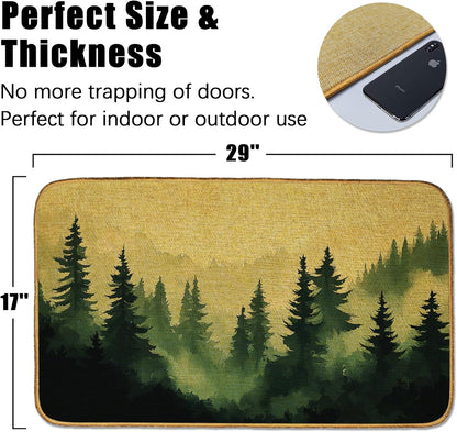 Doormat Yoga Frog Front Door Mat Indoor Outdoor Entrance,Pink Lotus Flower Door Mat Waterproof Low Profile All-Season,Easy Clean Patio Porch Entryway Floor Rug 17x29 Inch