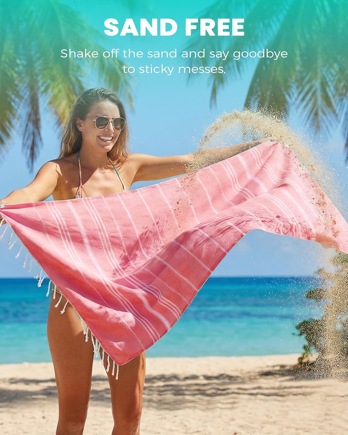 Antfuny Turkish Beach Towels Vacation Essentials Quick Dry Sand Free Oversized Bath Pool Swim Towel Extra Large XL Blanket Adult Travel Cruise Accessories Must Haves Clearance Stuff Necessities - Colors C