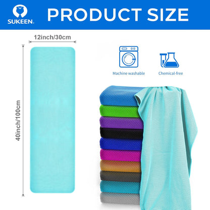 Sukeen [4 Pack Cooling Towel (40"x12"), Soft Breathable Chilly Microfiber Towel for Yoga,Sport,Running,Gym,Workout,Camping,Fitness,Workout & More Activities