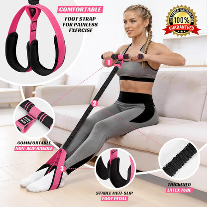 KUTIZE Multifunction Pedal Resistance Band with Handle, Upgraded Exercise Equipment with Soft Foot Pedal for Sit Up & Full-Body Home Gym Workouts, Core/ABS Training, Pilates, Yoga & Physical Therapy