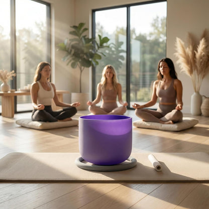 ALIOTH 7" B Note Crystal Singing Bowl Crown Chakra with Suede Mallet for Meditation, Yoga, Chakra Healing & Sound Therapy
