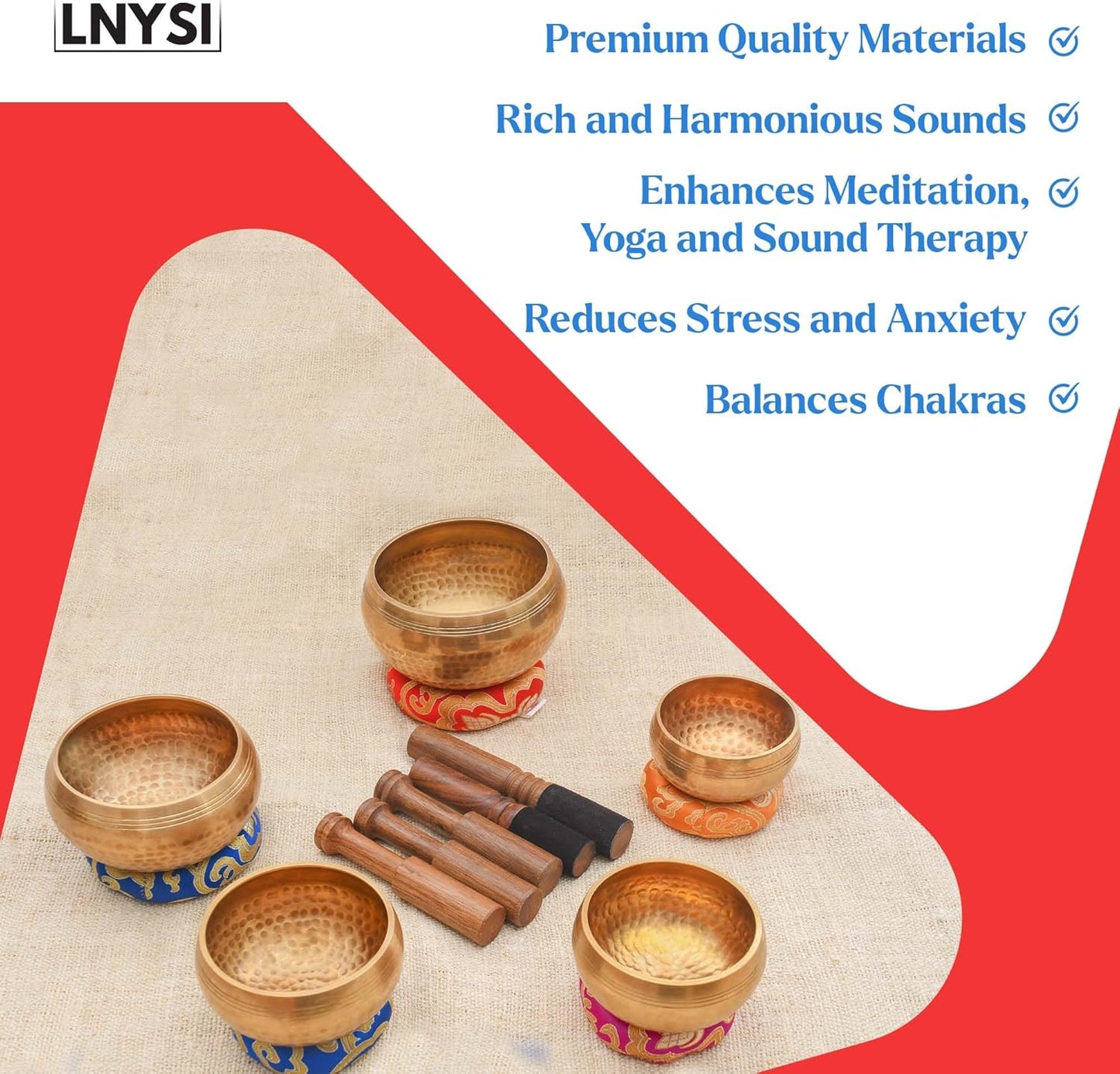 Tibetan Singing Bowl Set - Authentic Cuencos Tibetanos for Sound Healing, Meditation & Chakra Balancing - Includes Cushion, Mallet-Unique Spiritual Gifts for Women and Men (7 Chakra Hand Hammered Set)