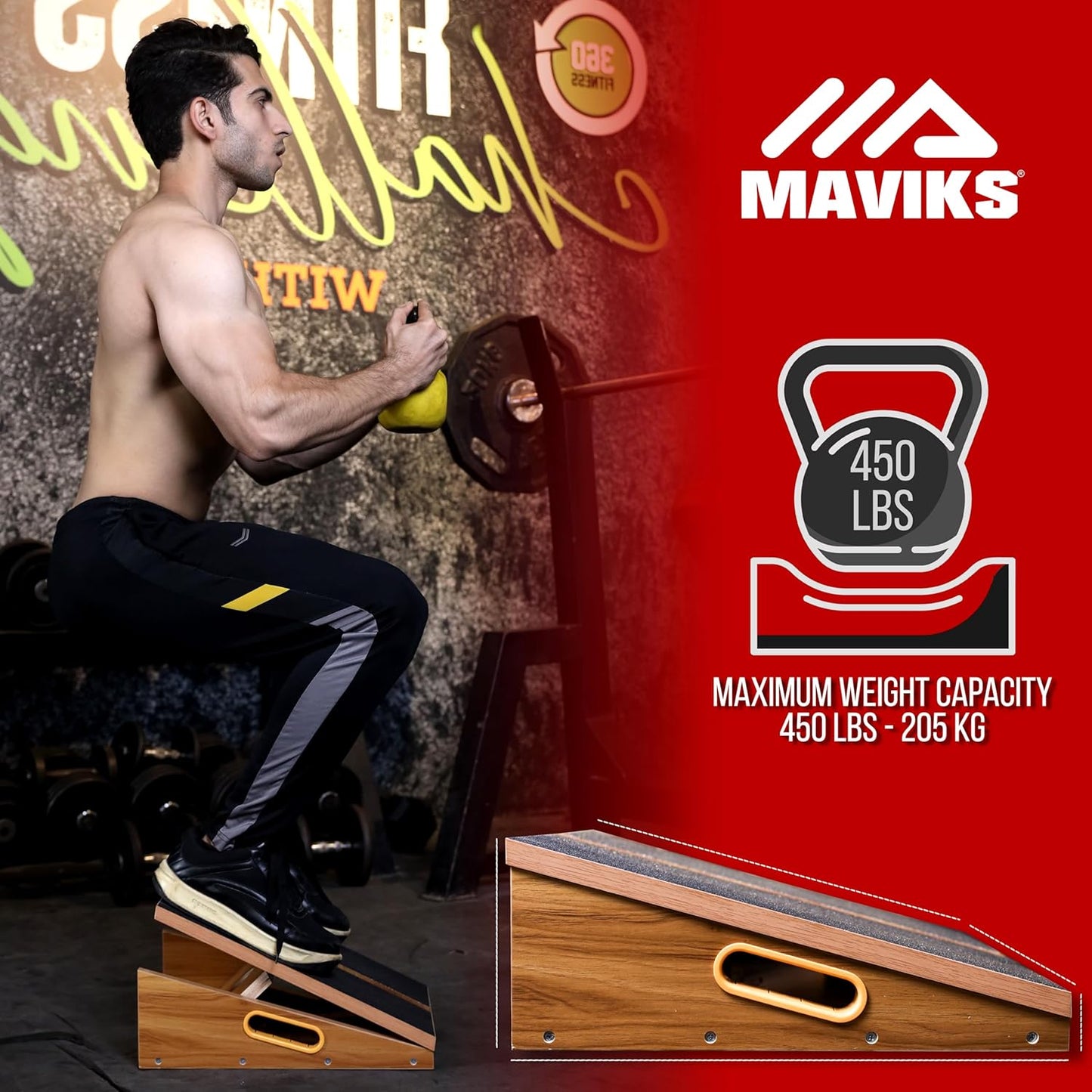 Professional Adjustable Calf Stretcher Slant Board for Squats for Ankle and Achilles Stretching, Posture Wooden Slant Board for Calf Stretching, Squat Wedge for Physical therapy & Exercise