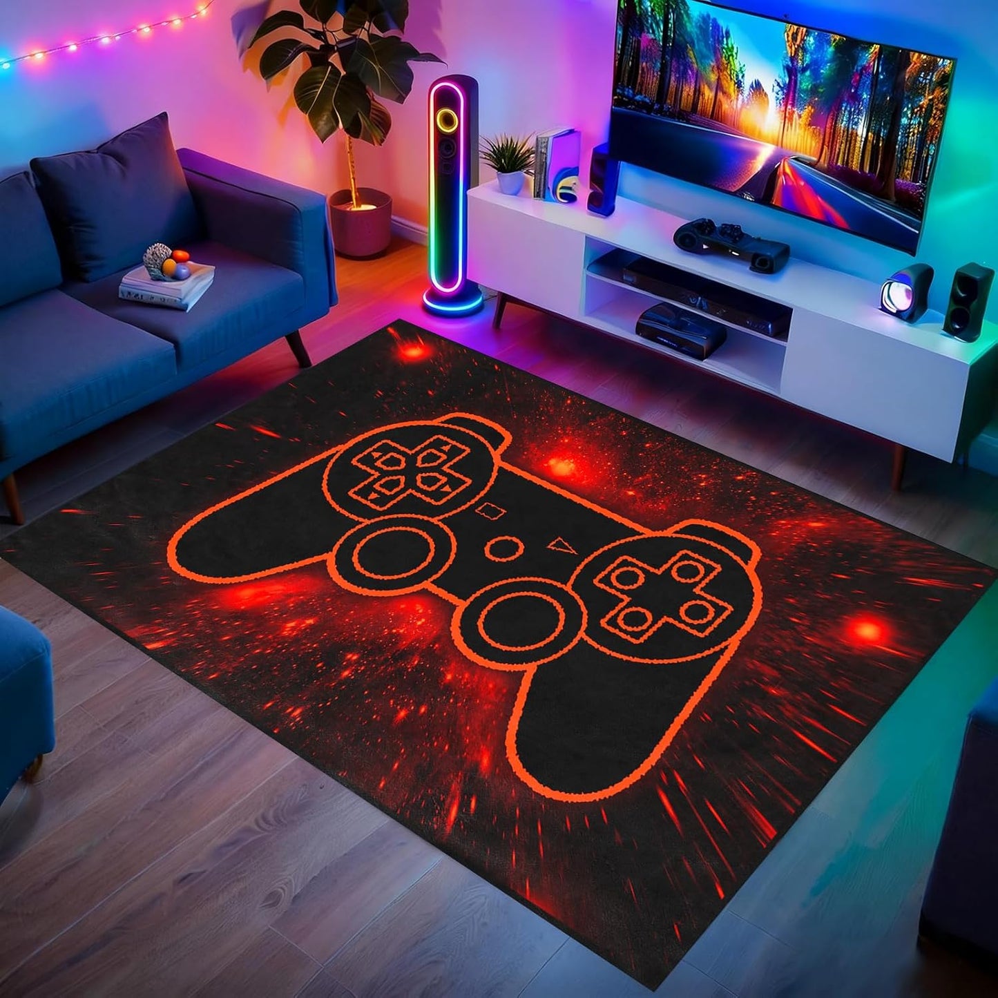 Game Controller Rugs for Bedroom Boys Living Room Gamer Gamepad Red Carpets Floor Mat Player Indoor Mats Gaming Art Design Home Decor Crystal Doormat Yoga Mats 3'x5'