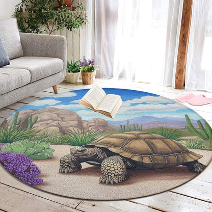 Room Sofa Yoga Soft Round Carpet, Home Decor Non Slip Kitchen Office Circle Rug, Machine Washable Modern Round Area Rug Beach Turtles, 60inch