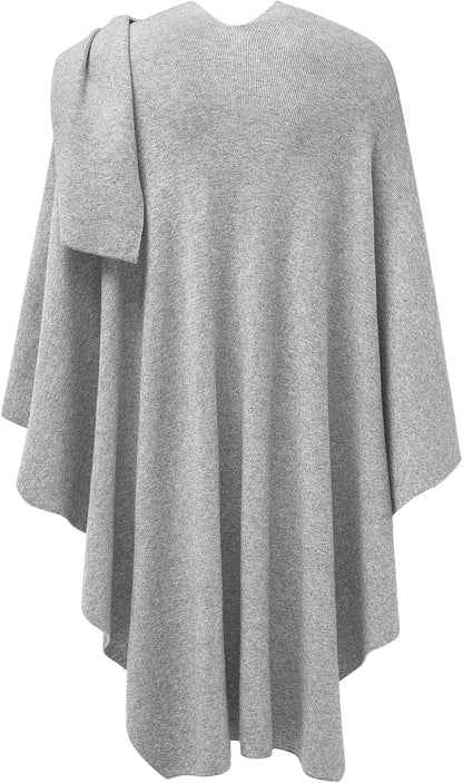 PULI Womens Large Cross Front Poncho Sweater Wrap Topper Knitted Elegant Shawls Cape for Fall Winter