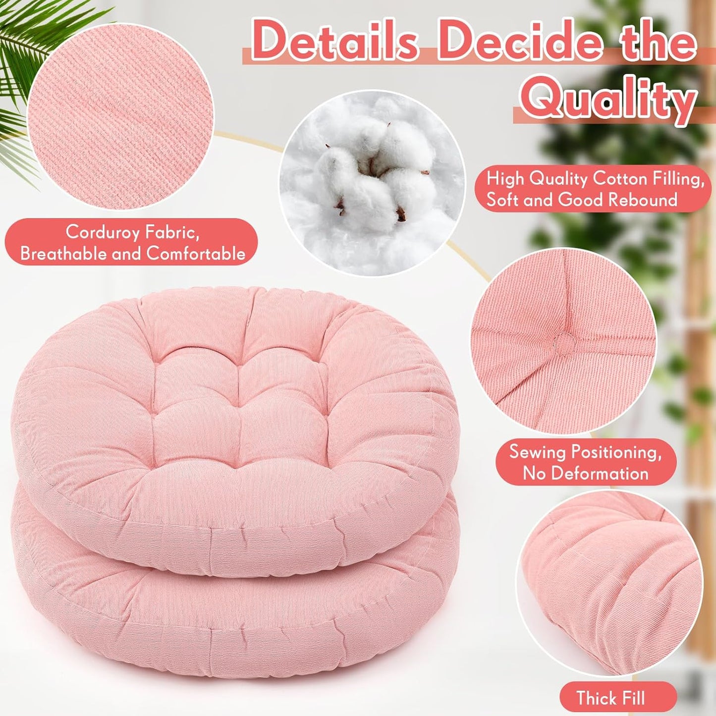 Jerify Floor Pillow Cushions Large Round Square Large Meditation Floor Pillow for Classroom Adult Meditation Picnic Party Seating Learning Daycare School(Square,Mixed Colors,4 Pcs)