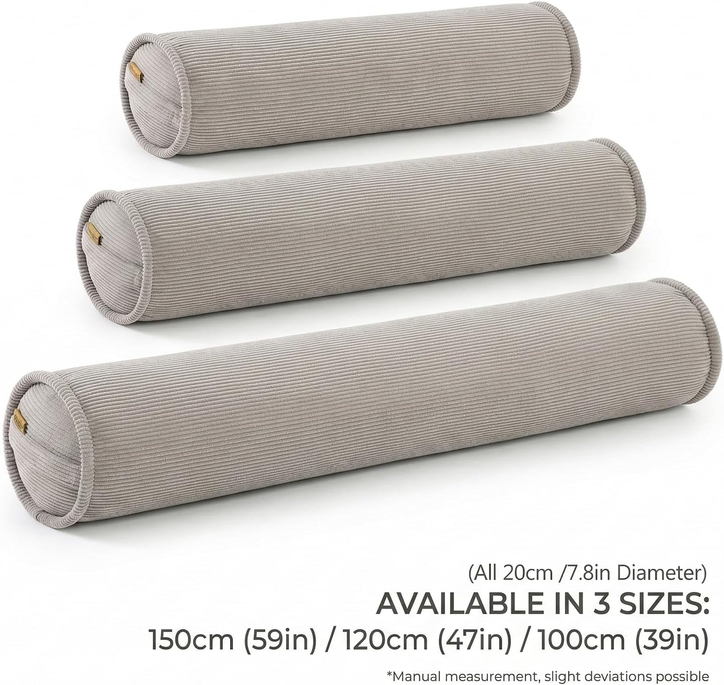 Corduroy Body Pillow, Round Bolster Cylinder Pillow for Adults, Soft Long Support Pillow for Bed & Sofa, Removable Washable Cover,59 x 7.87 Inches,Peacock Blue