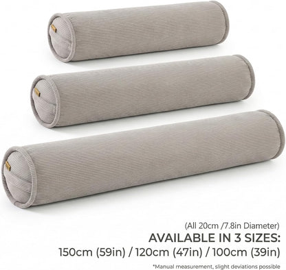 Corduroy Body Pillow, Round Bolster Cylinder Pillow for Adults, Soft Long Support Pillow for Bed & Sofa, Removable Washable Cover,59 x 7.87 Inches,Peacock Blue