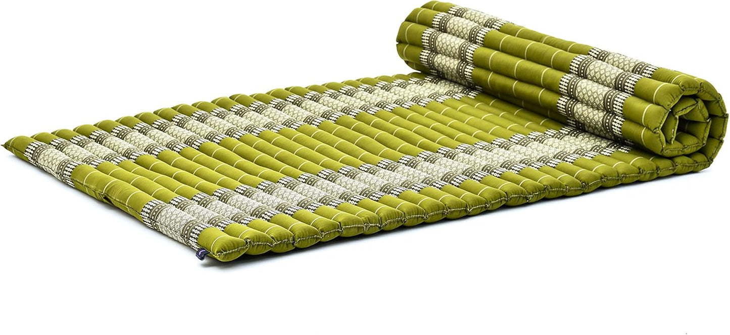 Leewadee - Kapok Roll Mat – Handcrafted Folding Sleep & Relaxation Mattress from Thailand, Ideal as Guest Bed, Camping Mat, Yoga Mat or Traditional Futon, 75 x 39 inches, Anthracite