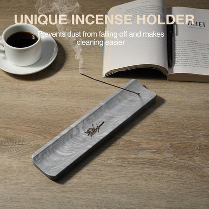 Koville Marble Incense Holder, Incense Holder for Sticks, Incense Sticks Holder Ash Catcher for Meditation Yoga SPA, Natural Stone Incense Burner, Home Table Decor (Green)