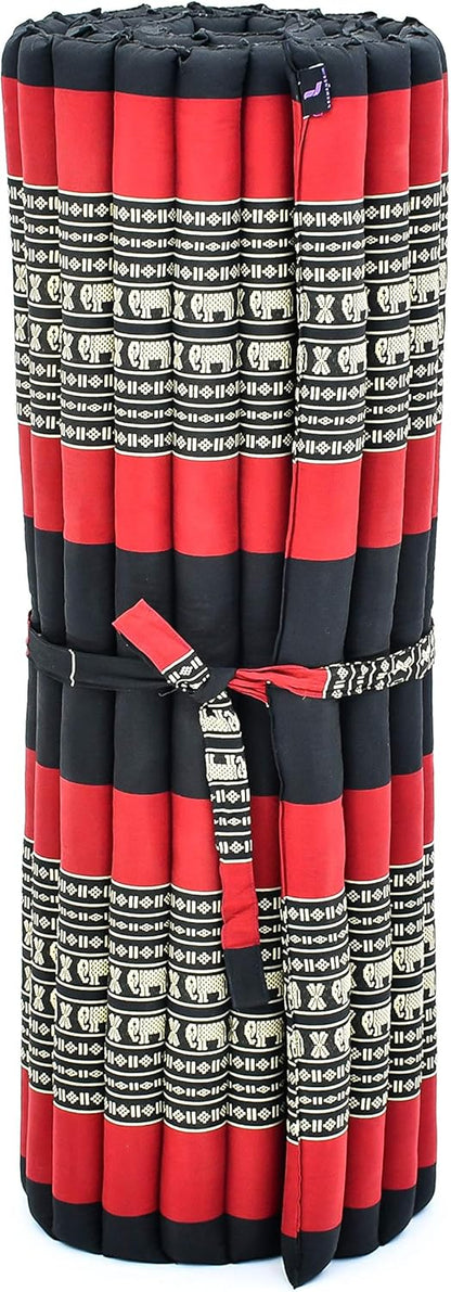 Leewadee - Kapok Roll Mat – Handcrafted Folding Sleep & Relaxation Mattress from Thailand, Ideal as Guest Bed, Camping Mat, Yoga Mat or Traditional Futon, 75 x 39 inches, Anthracite