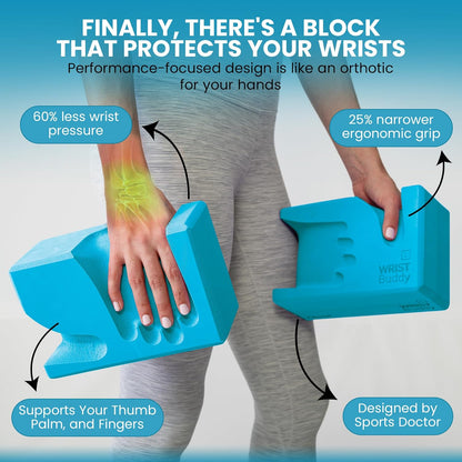 WRISTBuddy® Yoga Blocks 2-Pack (Left + Right) — Ergonomic, Hand-Shaped EVA Blocks for Wrist Relief & Better Grip | Doctor-Designed Support for Yoga, Pilates, Handstands, Push-Ups & Rehab