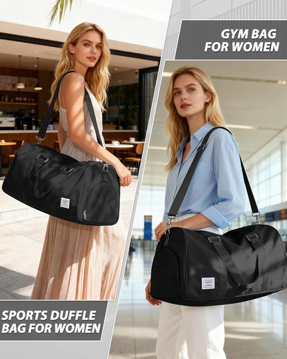 Gym Bag Womens Mens with Shoes Compartment and Wet Pocket Travel Duffel Bag for Women for Plane Sport Gym Tote Bags Swimming Yoga Waterproof Weekend Overnight Carry on Bag Hospital Holdalls - Colors C