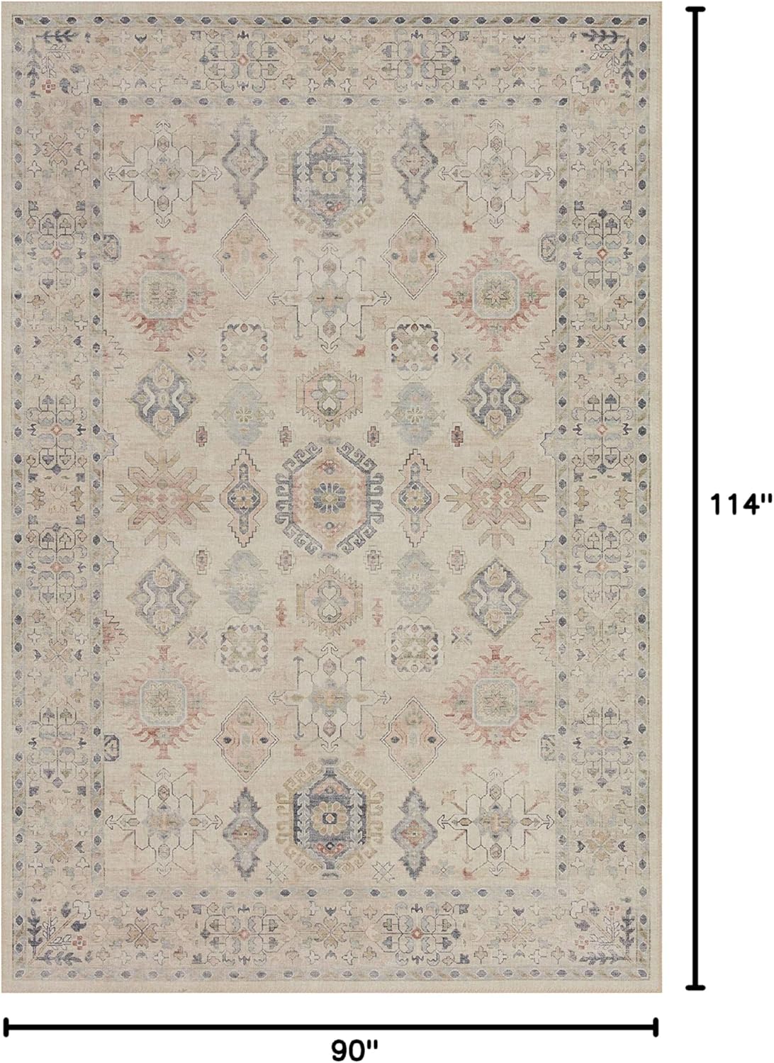 Loloi Hathaway Collection HTH-06 Blush/Multi 2'-6" x 7'-6", .25" Thick, Runner Rug, Soft, Durable, Printed, Modern, Low Pile, Non-Shedding, Easy Clean, Living Room Rug