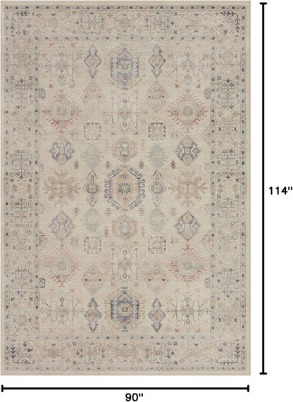 Loloi Hathaway Collection HTH-06 Blush/Multi 2'-6" x 7'-6", .25" Thick, Runner Rug, Soft, Durable, Printed, Modern, Low Pile, Non-Shedding, Easy Clean, Living Room Rug