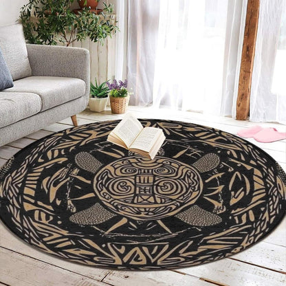 Room Sofa Yoga Soft Round Carpet, Home Decor Non Slip Kitchen Office Circle Rug, Machine Washable Modern Round Area Rug Beach Turtles, 60inch
