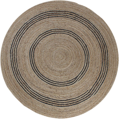 100% Hand Braided Jute Rug Geometric Beige & Black Circle Area Rug Indoor/Outdoor Use Yoga Mat Best Uses for Learning Game,Class Room,Nursery Room,Loundry & Kitchen 4x4 Feet Round