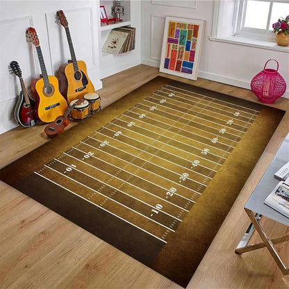 Sports Field Area Rug,5x7ft, Soccer Field Chalked Blackboard Football Stadium Board Painted Non-Slip Soft Carpet Floor Mat Indoor Living Room Bedroom Rugs Yoga Mat Home Decor
