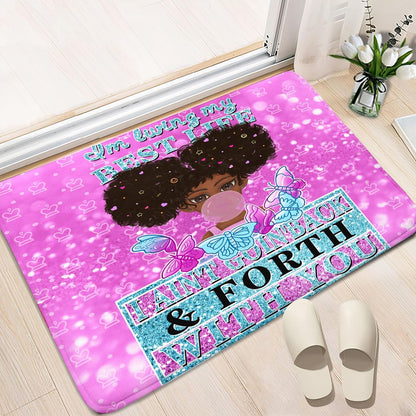 Black Girl Area Rug for Bedroom African Black Girls Floor Rugs for Living Room Playroom Cartoon Art Home Decor Soft Yoga Mats for Women Afro Purple 47" x 31" (2.7 x 3 Feet)