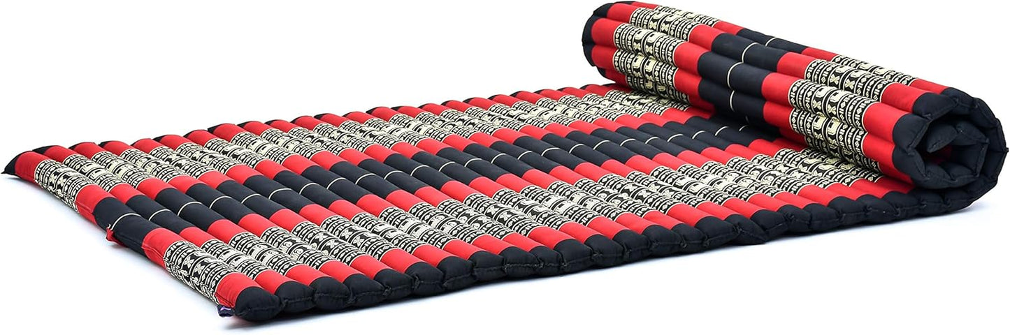 Leewadee - Kapok Roll Mat – Handcrafted Folding Sleep & Relaxation Mattress from Thailand, Ideal as Guest Bed, Camping Mat, Yoga Mat or Traditional Futon, 75 x 39 inches, Anthracite