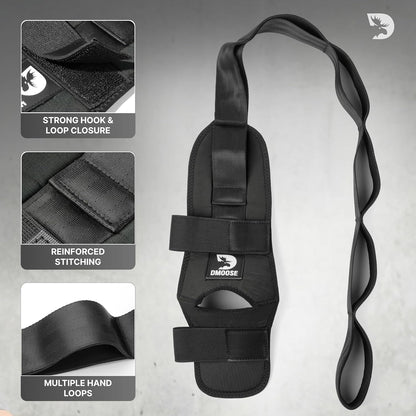 DMoose Fitness Foot & Calf Stretcher with Adjustable Padded Stretching Strap for Plantar Fasciitis, Hamstring, Heel Spurs and Achilles Tendonitis Relief - Yoga Leg Stretch Strap for Flexibility