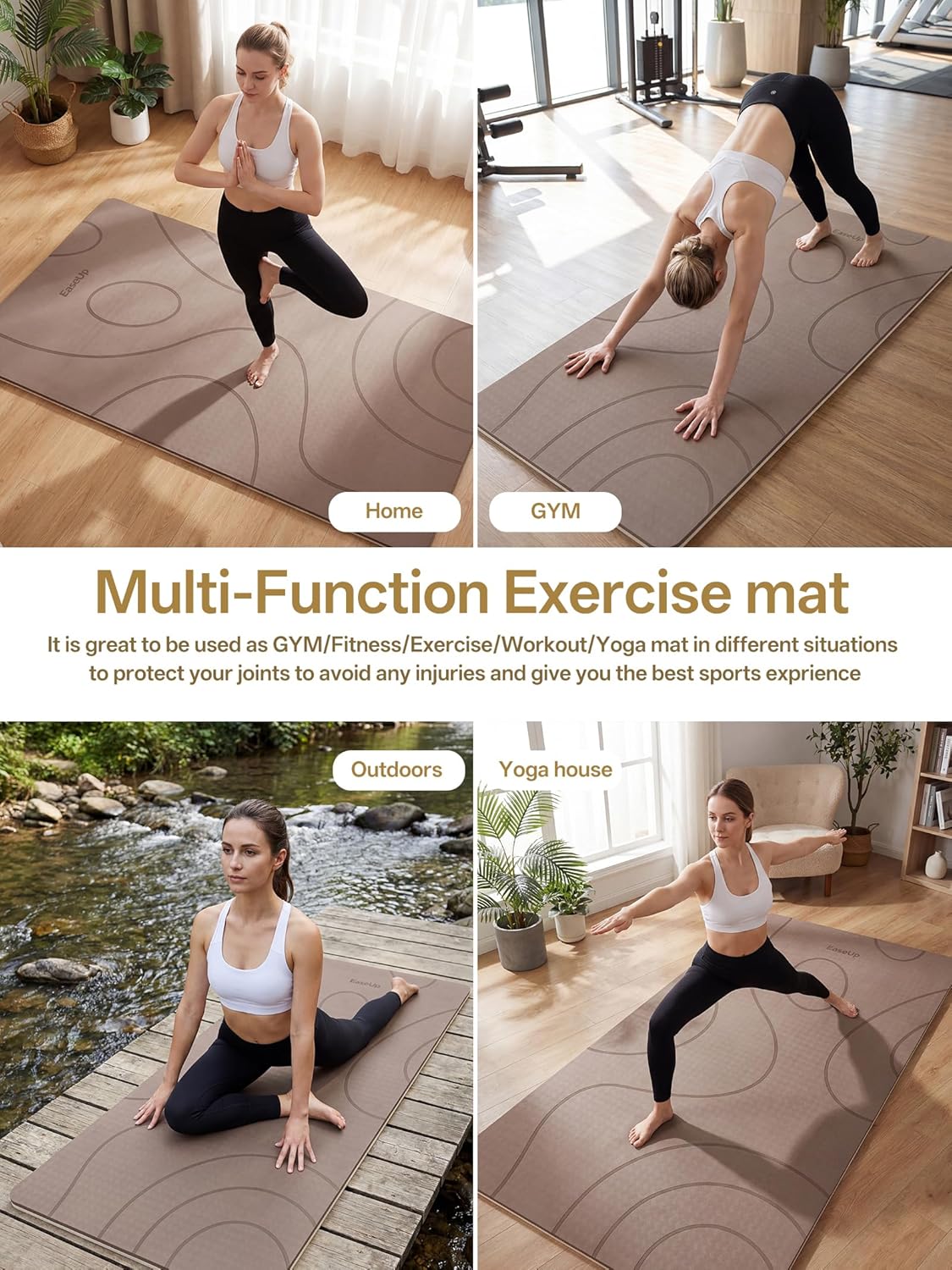 EaseUp Large yoga mat,73’x35.5’x0.4’,extra thick and wide,10mm pilates mat,non-slip exercise mat,workout mats for home gym