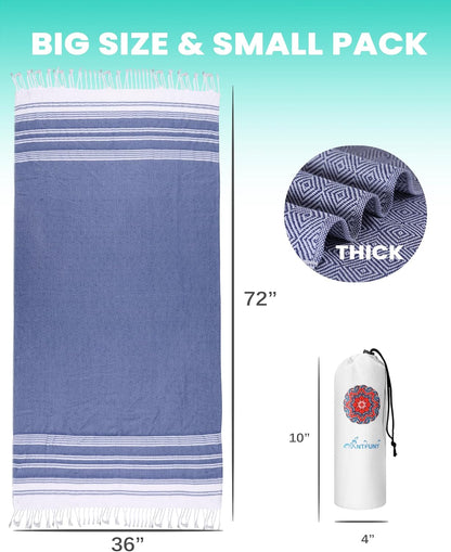 Antfuny Turkish Beach Towels Vacation Essentials Quick Dry Sand Free Oversized Bath Pool Swim Towel Extra Large XL Blanket Adult Travel Cruise Accessories Must Haves Clearance Stuff Necessities - Colors A