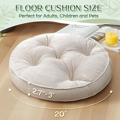 1 MIDDLE ONE Floor Pillow Set of 2, Memory Foam Meditation Cushion, Floor Cushions for Adults Sitting, Large Square Seat Cushions for Yoga, Living Room, 20x20 Inch (Grey)