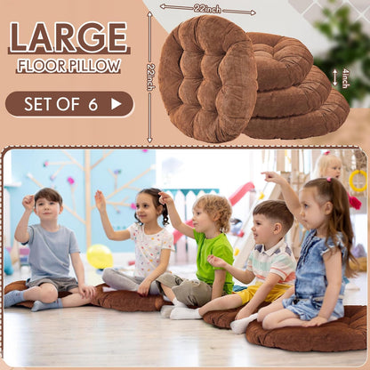 Jerify Floor Pillow Cushions Large Round Square Large Meditation Floor Pillow for Classroom Adult Meditation Picnic Party Seating Learning Daycare School(Square,Mixed Colors,4 Pcs)