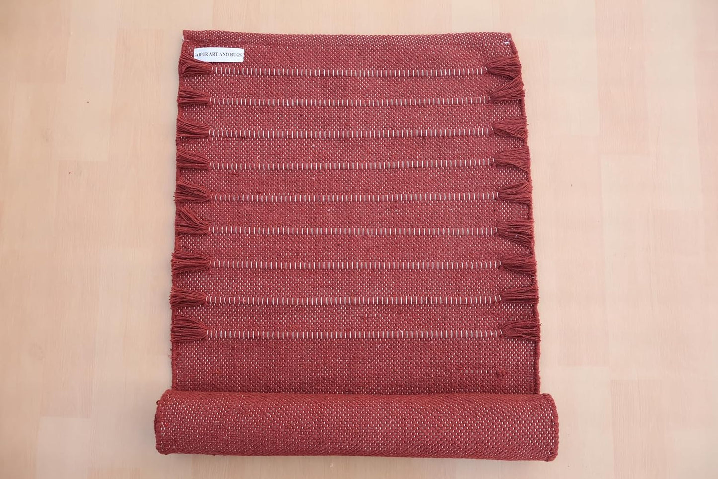 Jaipur Art & Rugs Cotton Yoga Rug - Eco-Friendly Hand-Woven Thick Mat (24”x72”x5mm) for Everyday Fitness at Home - Comfortable & Extra-Long - Colors B