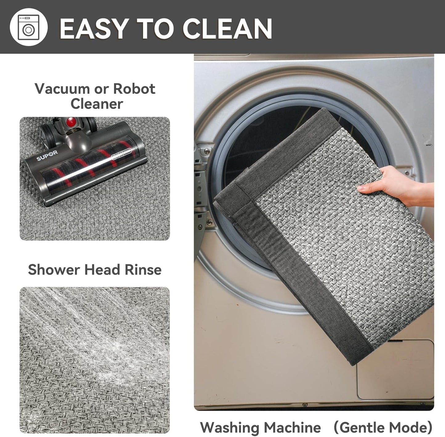 YDKGL Non Slip Long Bath Mat Bathroom Runner, Rubber Backing Ultra Thin Bathroom Rugs Fit Under Door Quick Dry Super Absorbent Washable Bath Rug Shower Mat for Bathtub Sink Floor, Dark Gray 17"x47"