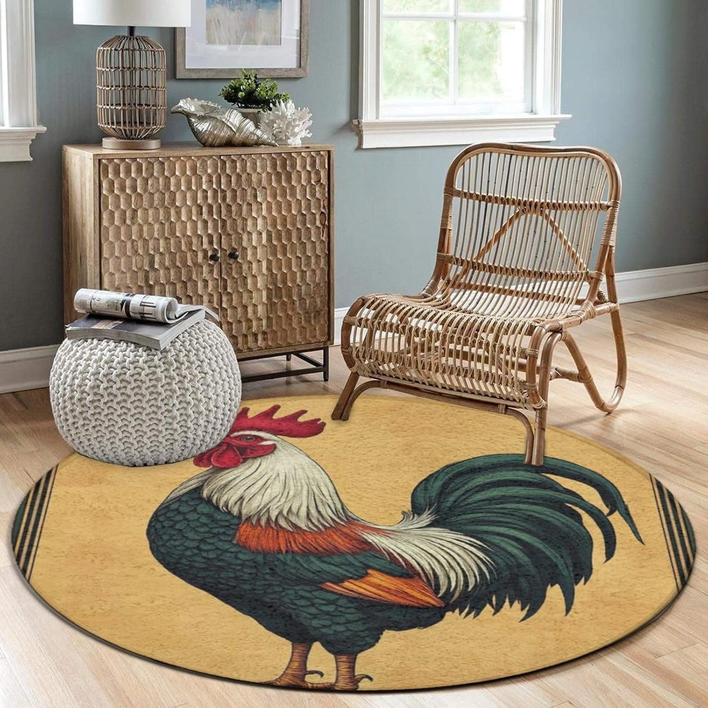 Room Sofa Yoga Soft Round Carpet, Home Decor Non Slip Kitchen Office Circle Rug, Machine Washable Modern Round Area Rug Beach Turtles, 60inch