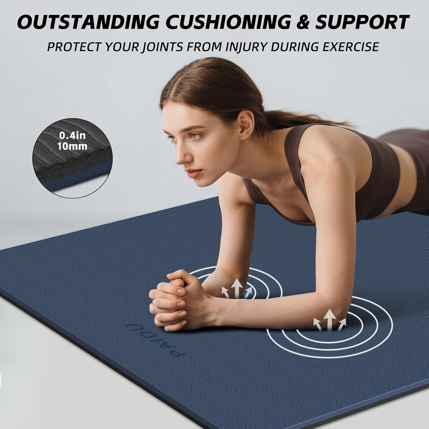 PAIDU Extra Long Wide Yoga Mat 76"x33"x2/5 Inch - Non Slip Thick Exercise Mat for Home Gym, Yoga, Pilates & Workouts